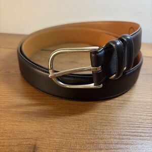 POLO RALPH LAUREN Italian Leather Belt Mens 42 /  105 Black Silver Buckle